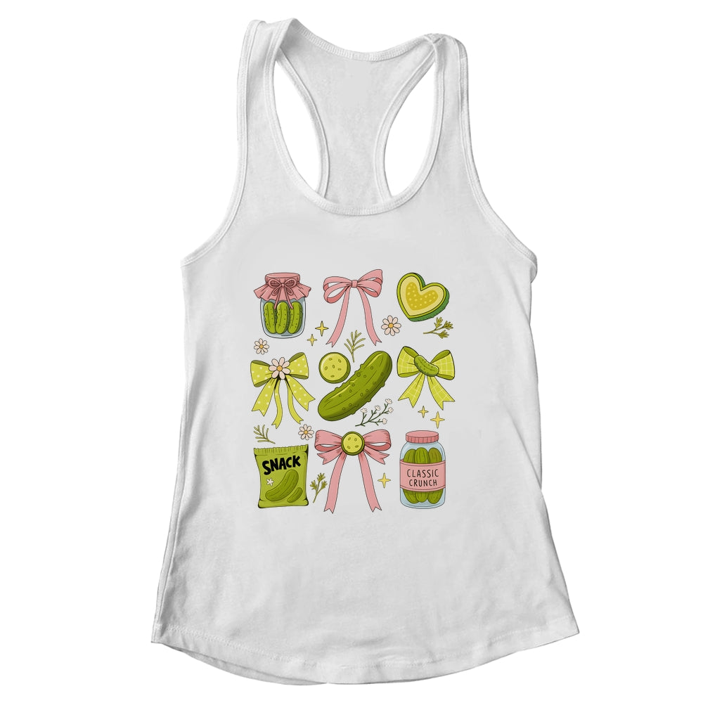 Cute Pickle Bow Funny Snack Pickle Lover Pink Coquette Shirt & Tank Top | siriusteestore