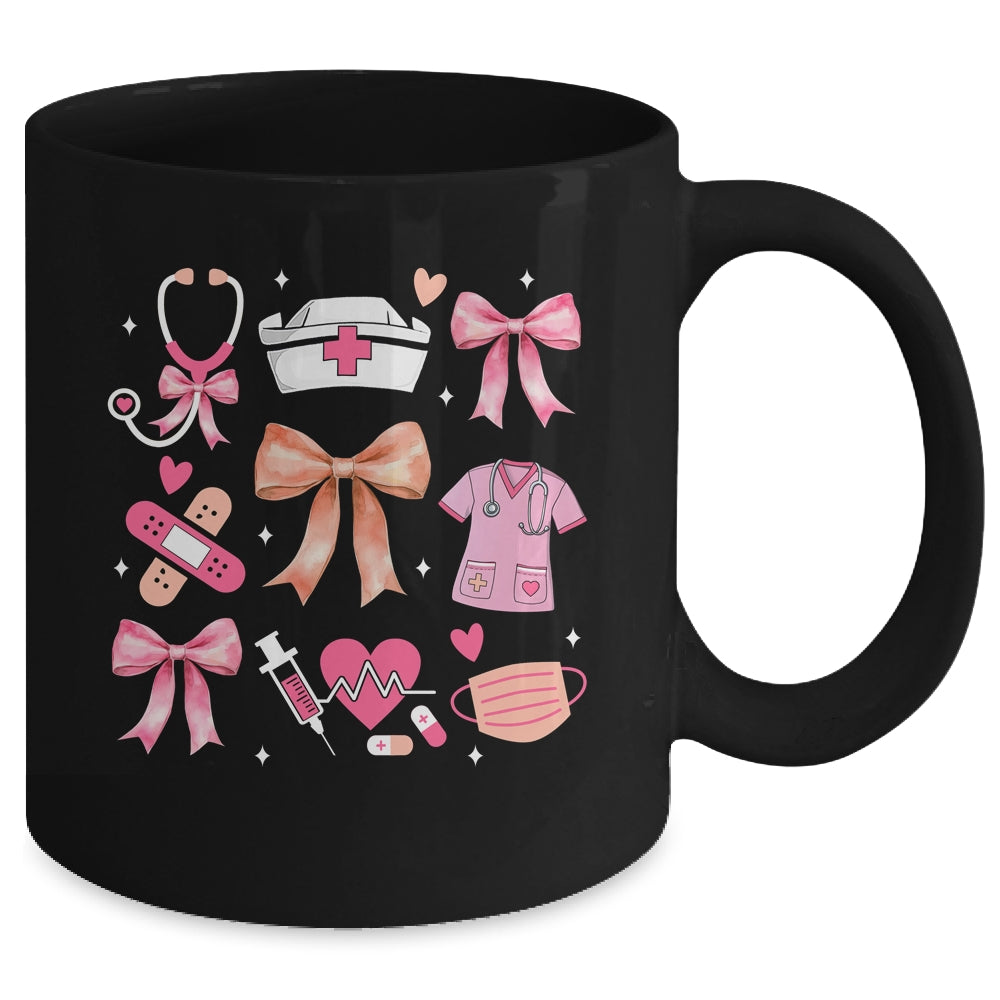 Cute Pink Coquette Bow Nurse Life Nursing Design For Women Mug | siriusteestore