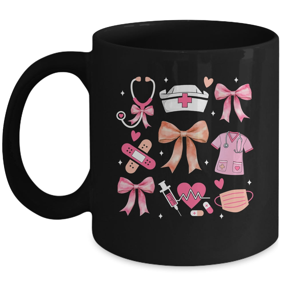 Cute Pink Coquette Bow Nurse Life Nursing Design For Women Mug | siriusteestore