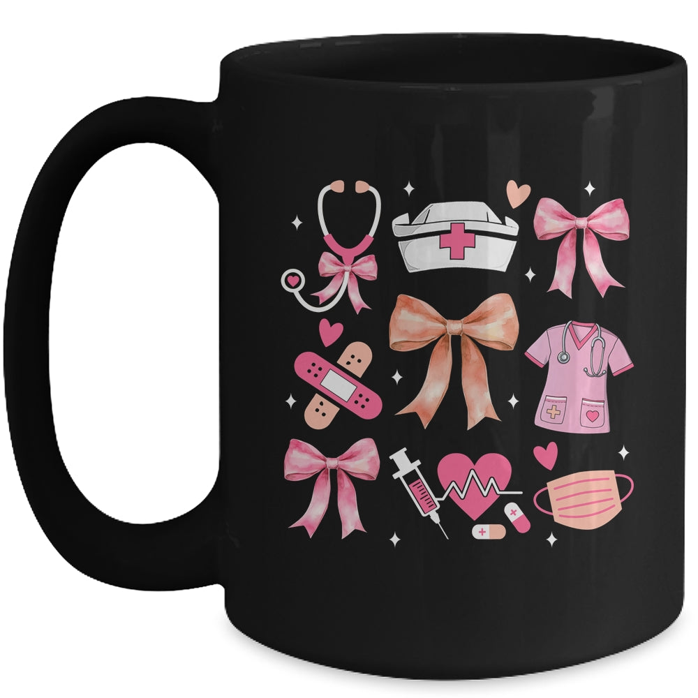 Cute Pink Coquette Bow Nurse Life Nursing Design For Women Mug | siriusteestore