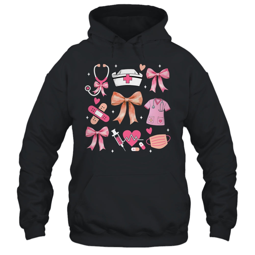 Cute Pink Coquette Bow Nurse Life Nursing Design For Women Shirt & Hoodie | siriusteestore