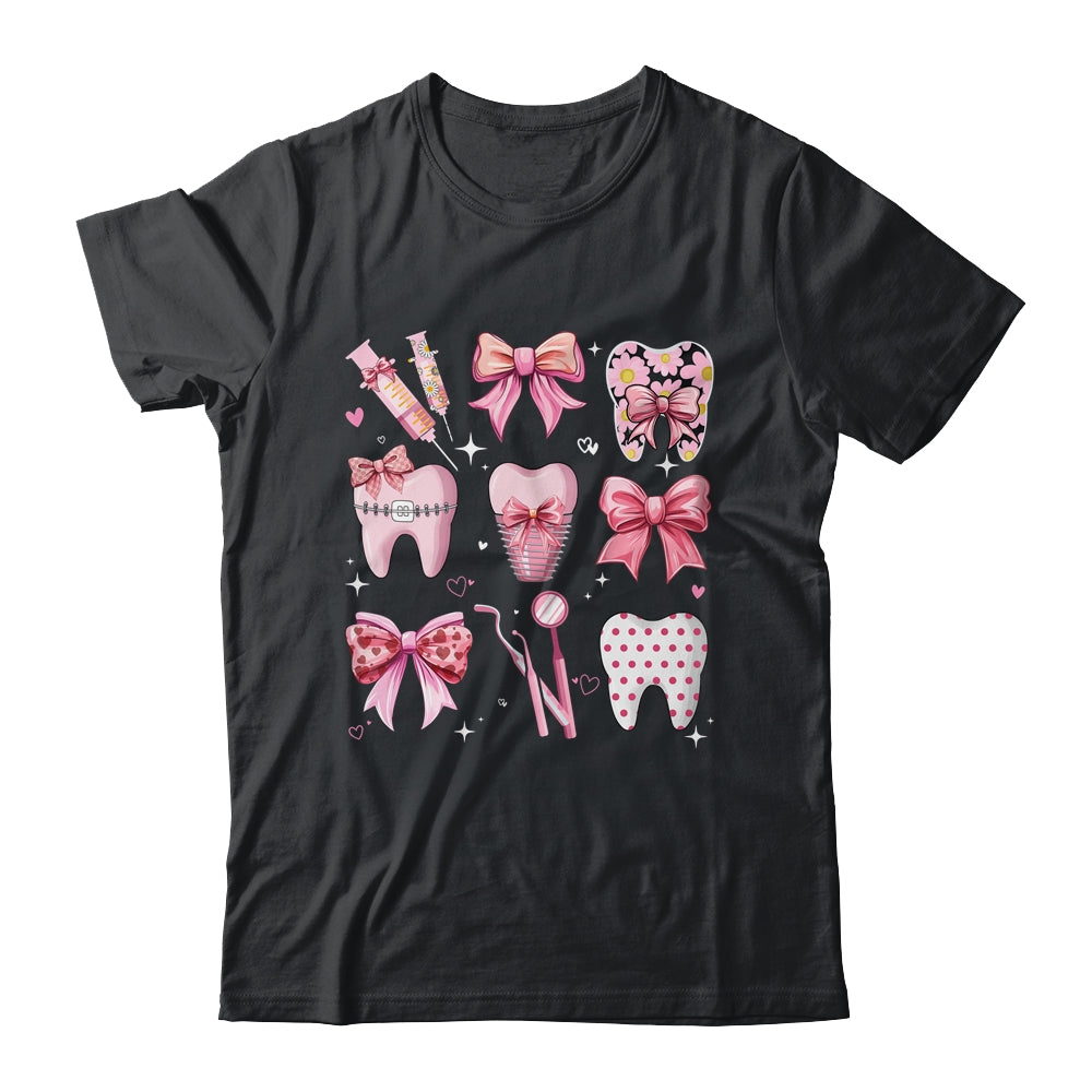 Cute Pink Coquette Bow Teeth Dentist Squad Dental Assistant Shirt & Hoodie | siriusteestore