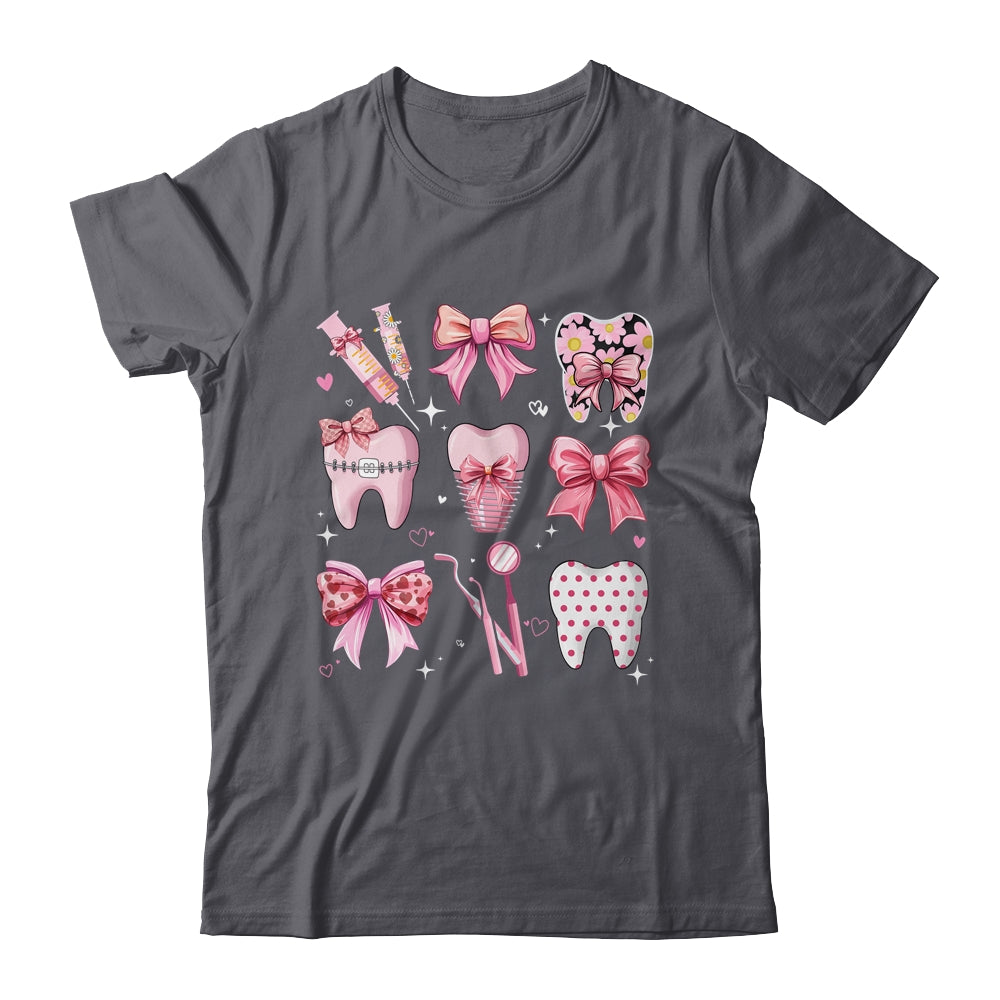 Cute Pink Coquette Bow Teeth Dentist Squad Dental Assistant Shirt & Hoodie | siriusteestore