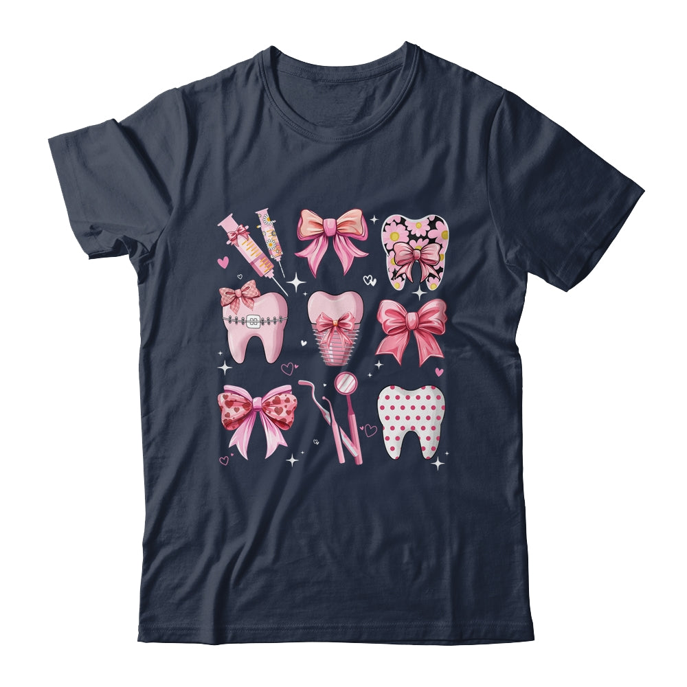 Cute Pink Coquette Bow Teeth Dentist Squad Dental Assistant Shirt & Hoodie | siriusteestore