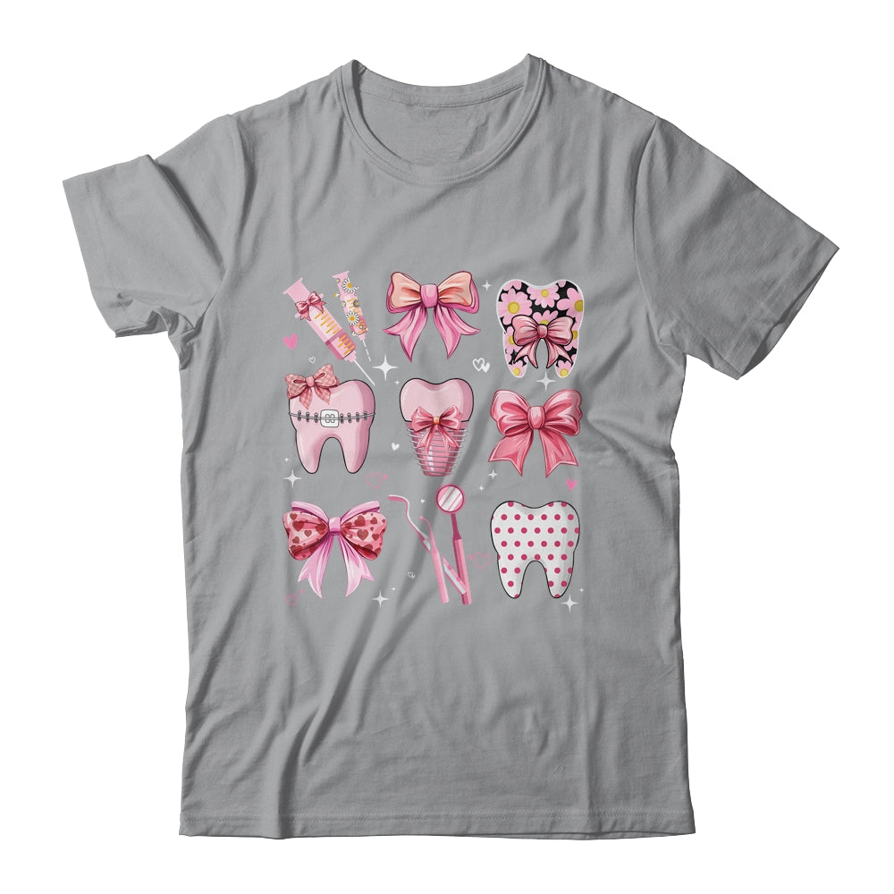 Cute Pink Coquette Bow Teeth Dentist Squad Dental Assistant Shirt & Hoodie | siriusteestore