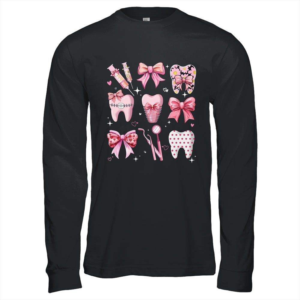 Cute Pink Coquette Bow Teeth Dentist Squad Dental Assistant Shirt & Hoodie | siriusteestore