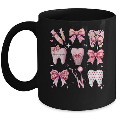 Cute Pink Coquette Bow Teeth Dentist Squad Dental Assistant Mug | siriusteestore