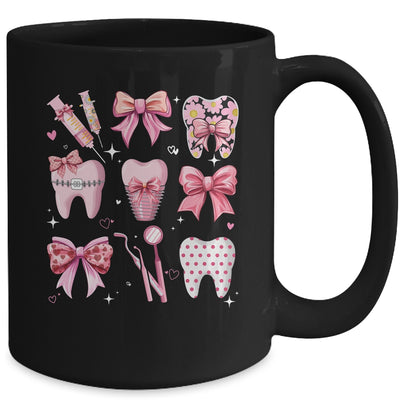 Cute Pink Coquette Bow Teeth Dentist Squad Dental Assistant Mug | siriusteestore