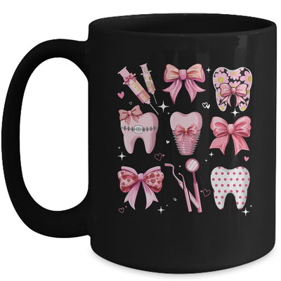 Cute Pink Coquette Bow Teeth Dentist Squad Dental Assistant Mug | siriusteestore