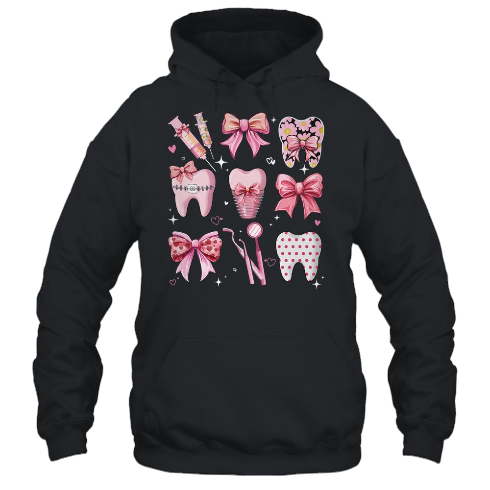 Cute Pink Coquette Bow Teeth Dentist Squad Dental Assistant Shirt & Hoodie | siriusteestore