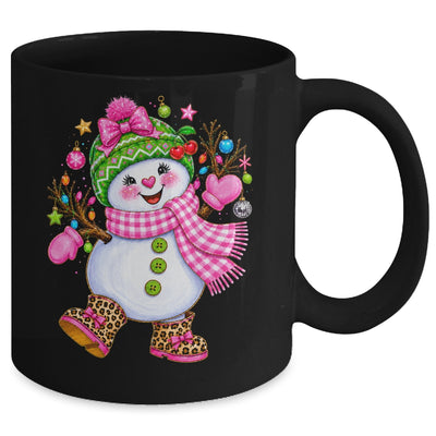 Cute Pink Coquette Snowman Christmas Girly Leopard Women Mug | siriusteestore