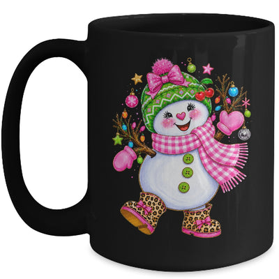 Cute Pink Coquette Snowman Christmas Girly Leopard Women Mug | siriusteestore