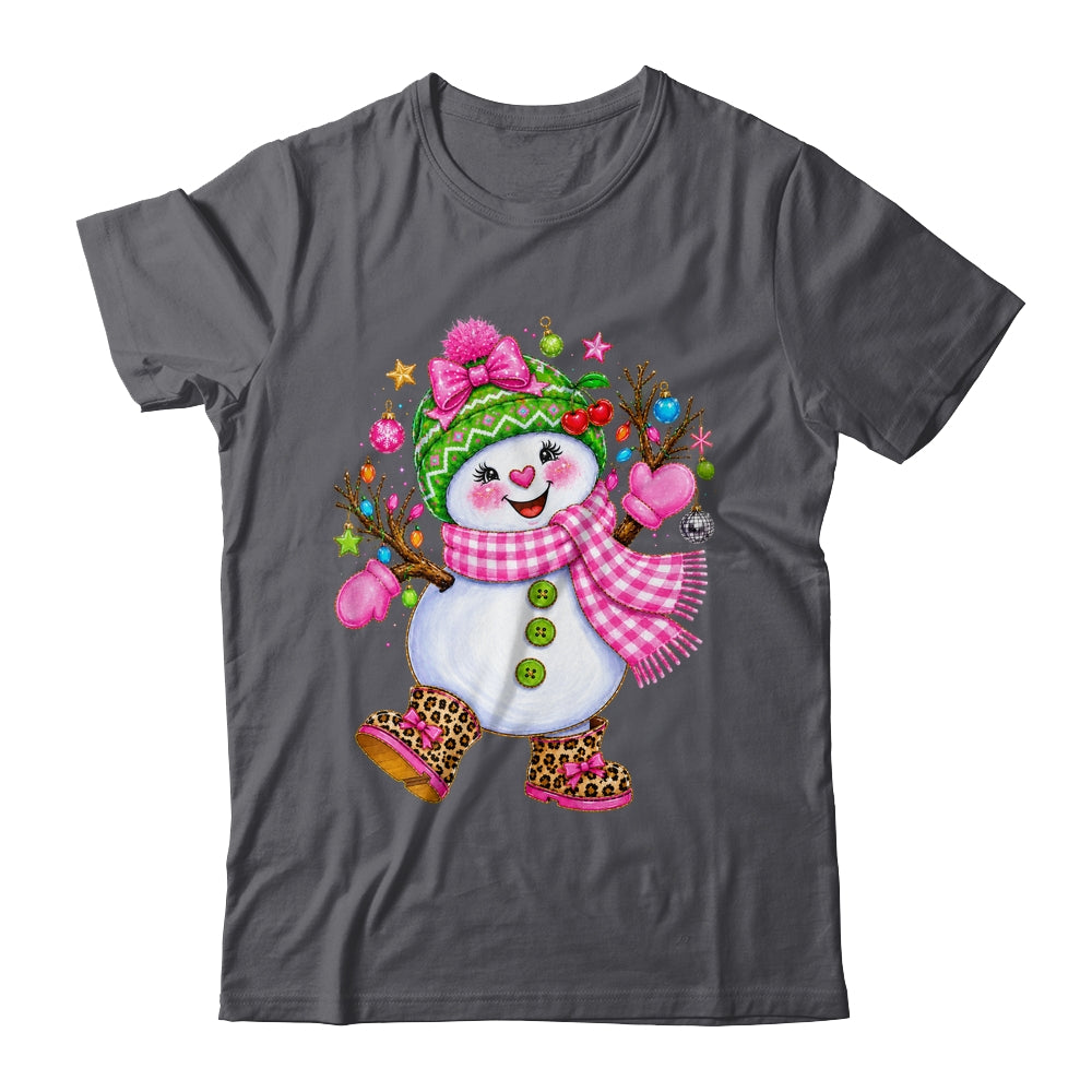 Cute Pink Coquette Snowman Christmas Girly Leopard Women Shirt & Sweatshirt | siriusteestore