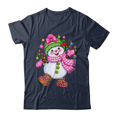 Cute Pink Coquette Snowman Christmas Girly Leopard Women Shirt & Sweatshirt | siriusteestore