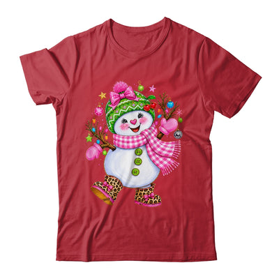 Cute Pink Coquette Snowman Christmas Girly Leopard Women Shirt & Sweatshirt | siriusteestore