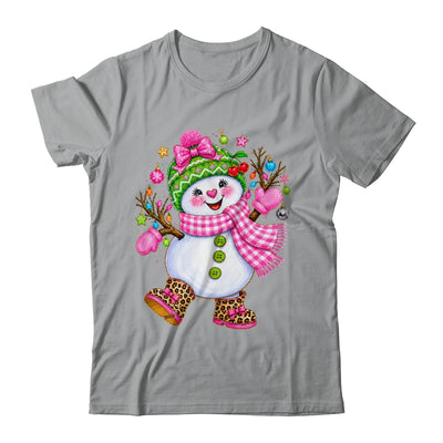 Cute Pink Coquette Snowman Christmas Girly Leopard Women Shirt & Sweatshirt | siriusteestore