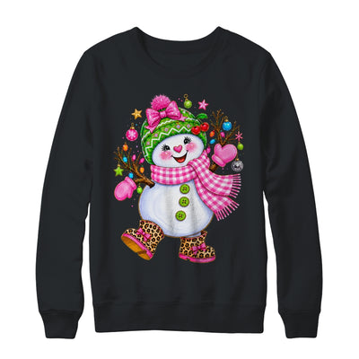 Cute Pink Coquette Snowman Christmas Girly Leopard Women Shirt & Sweatshirt | siriusteestore