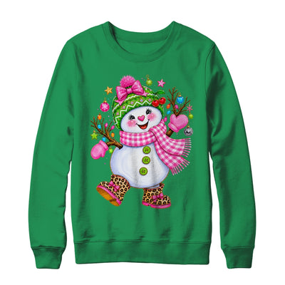Cute Pink Coquette Snowman Christmas Girly Leopard Women Shirt & Sweatshirt | siriusteestore