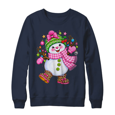 Cute Pink Coquette Snowman Christmas Girly Leopard Women Shirt & Sweatshirt | siriusteestore