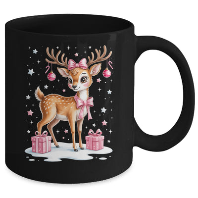 Cute Pink Reindeer Coquette Christmas Bow Xmas Girl Women Mug | siriusteestore