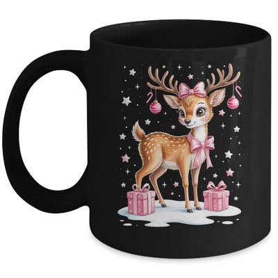 Cute Pink Reindeer Coquette Christmas Bow Xmas Girl Women Mug | siriusteestore