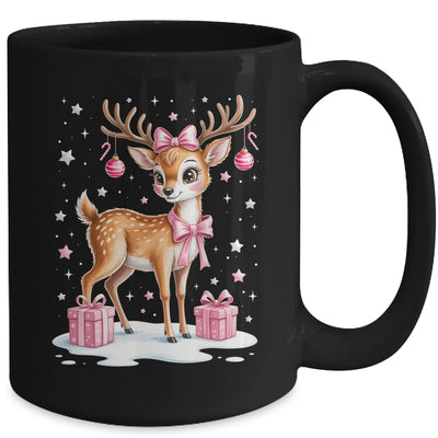 Cute Pink Reindeer Coquette Christmas Bow Xmas Girl Women Mug | siriusteestore