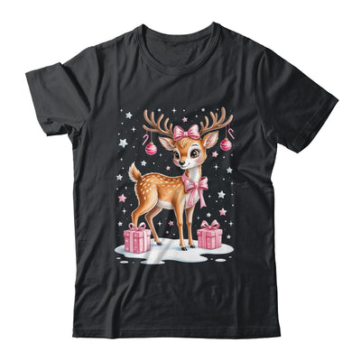 Cute Pink Reindeer Coquette Christmas Bow Xmas Girl Women Shirt & Sweatshirt | siriusteestore