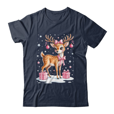 Cute Pink Reindeer Coquette Christmas Bow Xmas Girl Women Shirt & Sweatshirt | siriusteestore