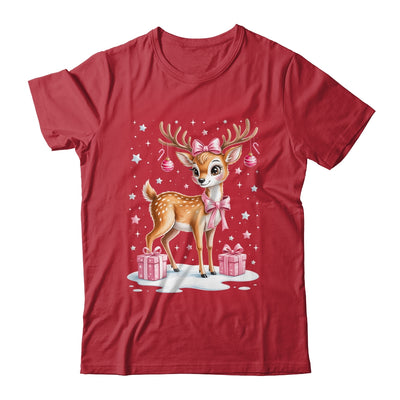 Cute Pink Reindeer Coquette Christmas Bow Xmas Girl Women Shirt & Sweatshirt | siriusteestore