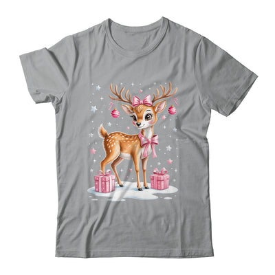Cute Pink Reindeer Coquette Christmas Bow Xmas Girl Women Shirt & Sweatshirt | siriusteestore
