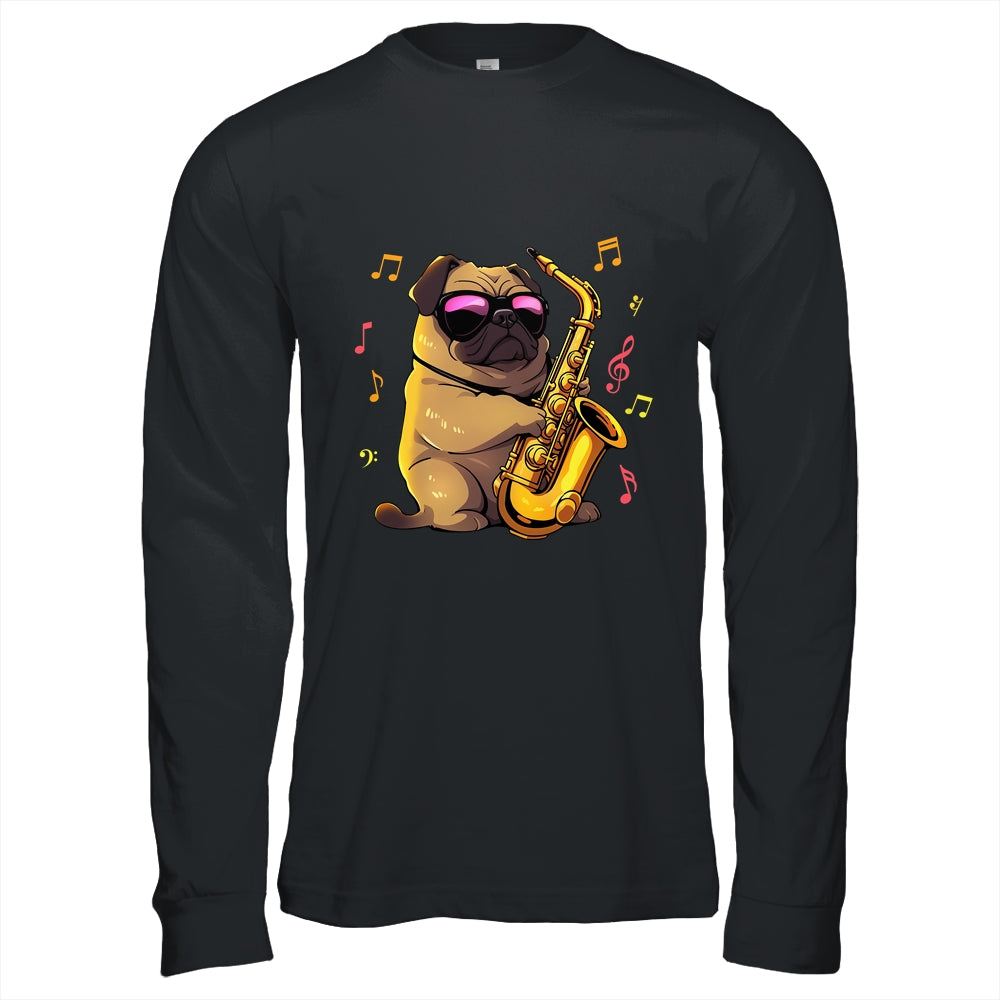 Cute Pug Saxophone Design For Men Women Band Sax Player Shirt & Hoodie | siriusteestore