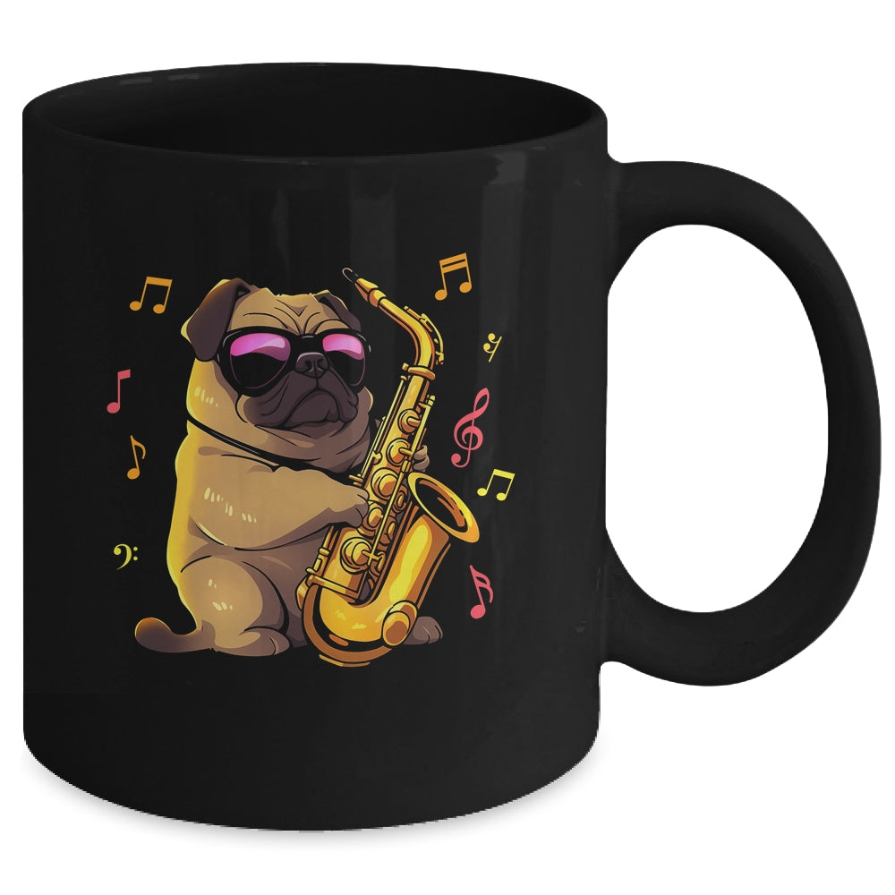 Cute Pug Saxophone Design For Men Women Band Sax Player Mug | siriusteestore
