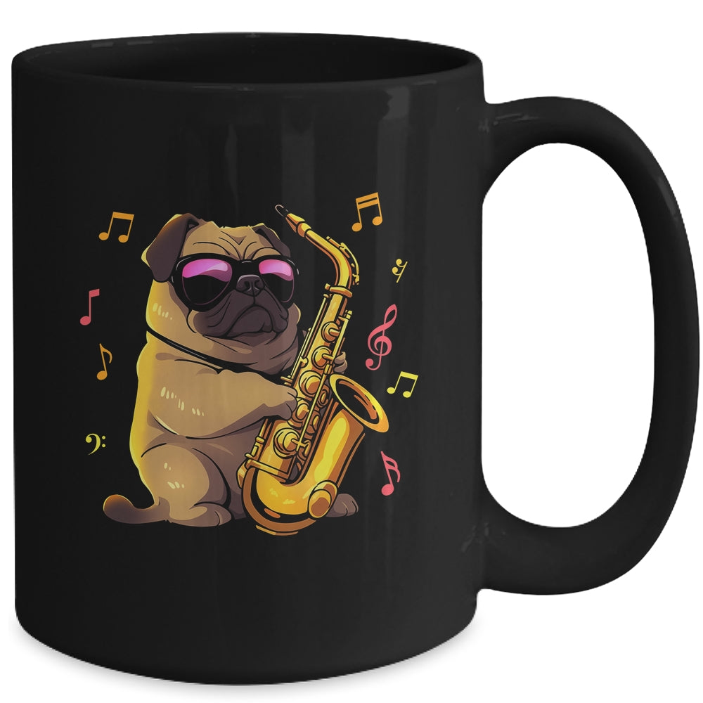 Cute Pug Saxophone Design For Men Women Band Sax Player Mug | siriusteestore