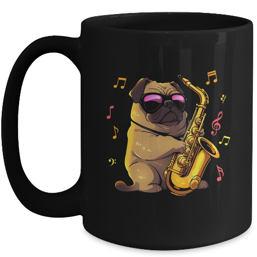 Cute Pug Saxophone Design For Men Women Band Sax Player Mug | siriusteestore