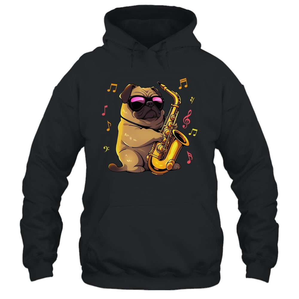 Cute Pug Saxophone Design For Men Women Band Sax Player Shirt & Hoodie | siriusteestore