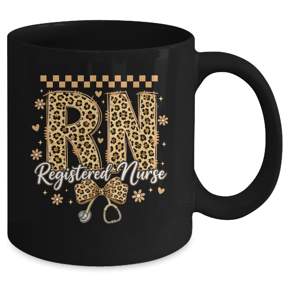 Cute RN Registered Nurse Leopard Nursing Coquette Women Mug | siriusteestore