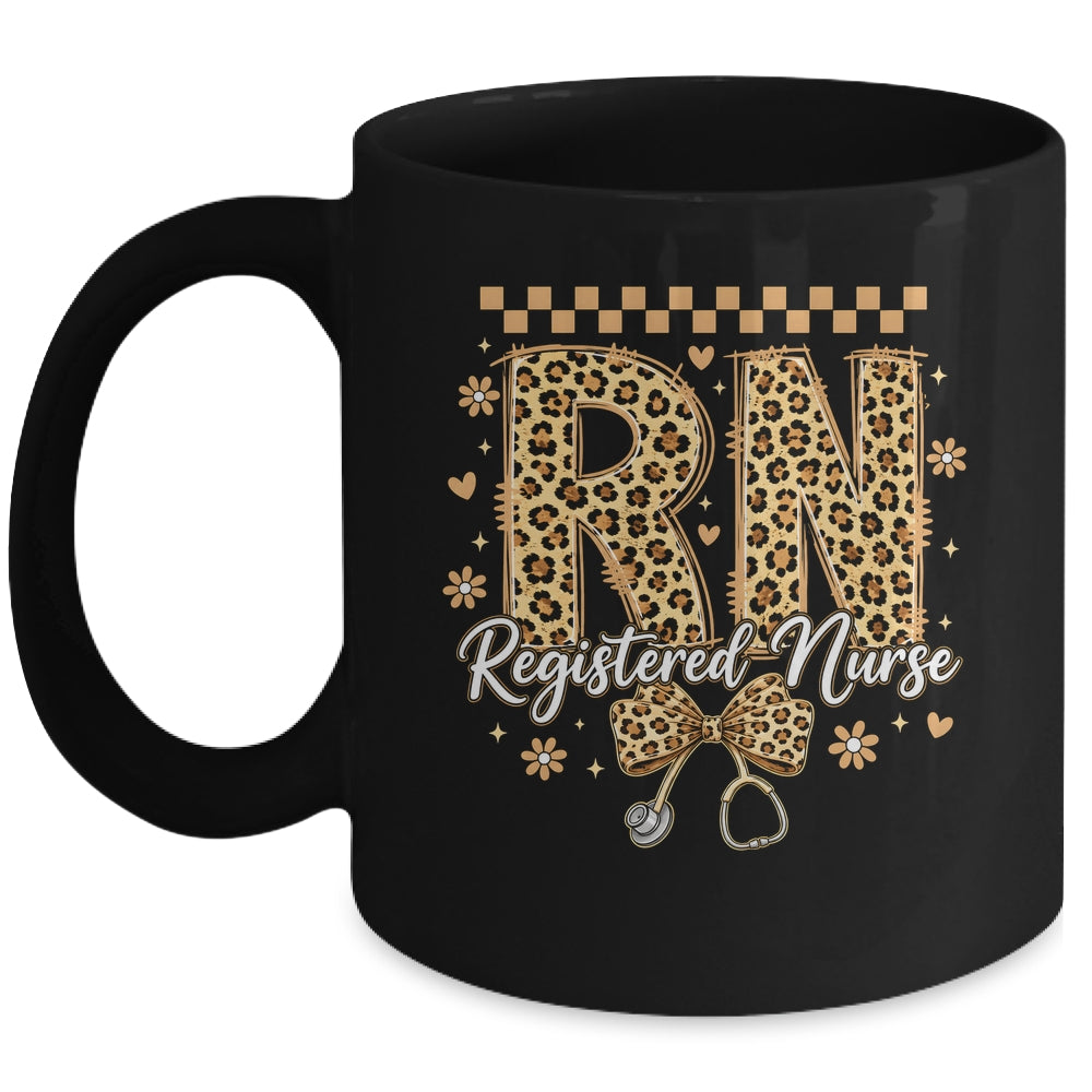 Cute RN Registered Nurse Leopard Nursing Coquette Women Mug | siriusteestore