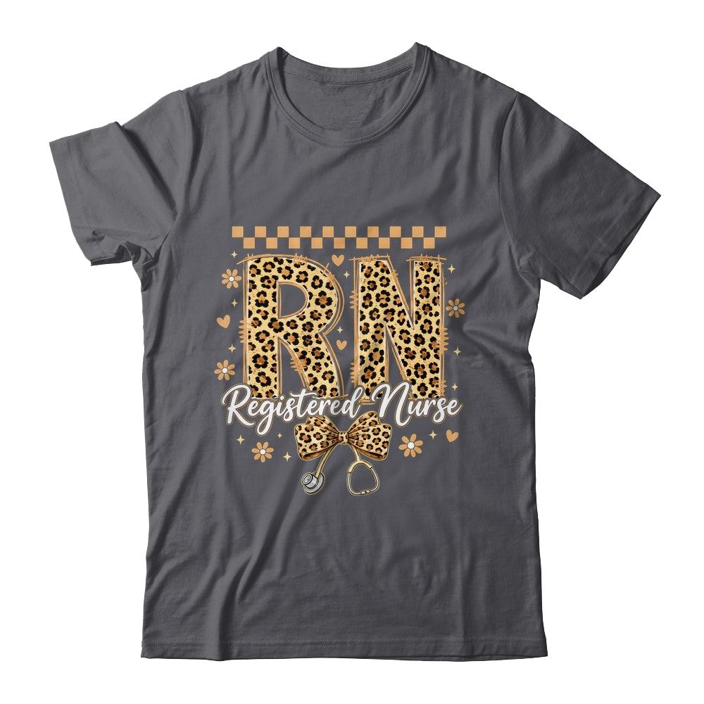 Cute RN Registered Nurse Leopard Nursing Coquette Women Shirt & Hoodie | siriusteestore