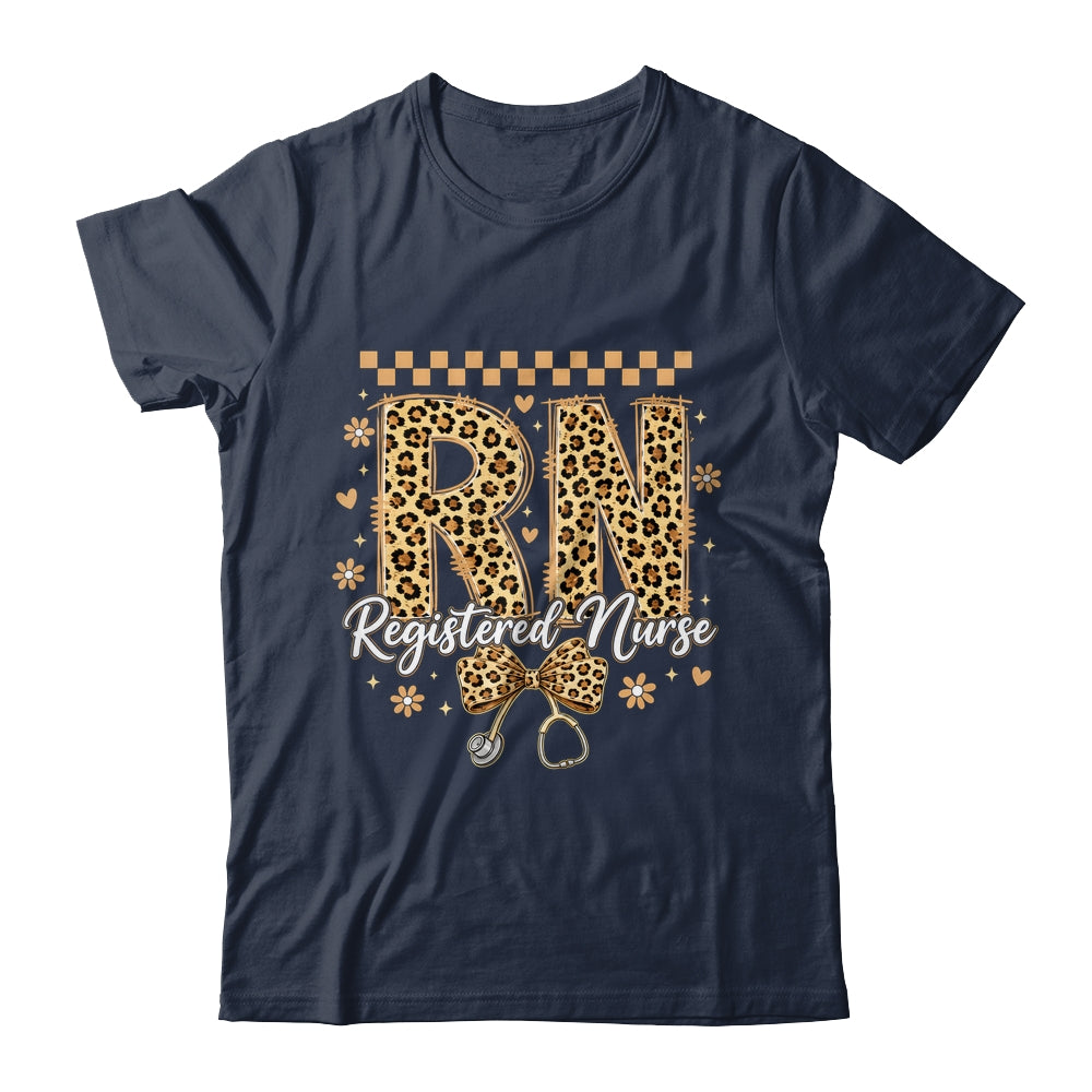 Cute RN Registered Nurse Leopard Nursing Coquette Women Shirt & Hoodie | siriusteestore