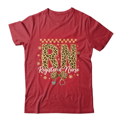 Cute RN Registered Nurse Leopard Nursing Coquette Women Shirt & Hoodie | siriusteestore