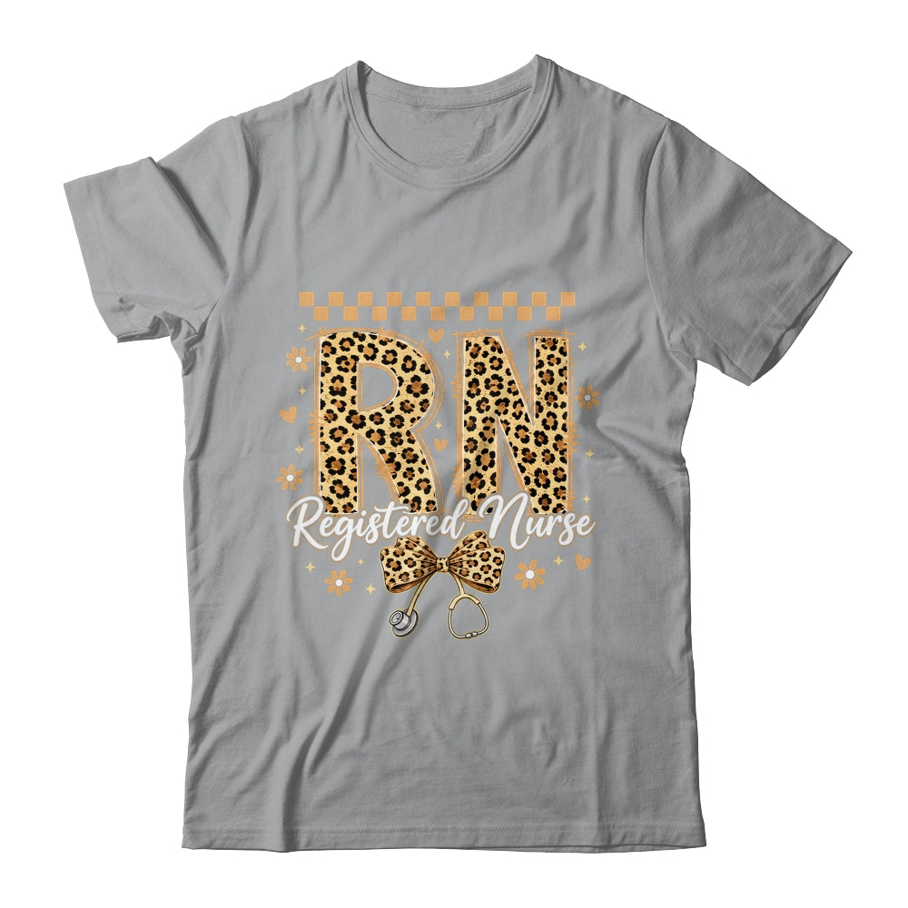 Cute RN Registered Nurse Leopard Nursing Coquette Women Shirt & Hoodie | siriusteestore