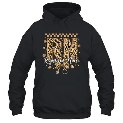 Cute RN Registered Nurse Leopard Nursing Coquette Women Shirt & Hoodie | siriusteestore