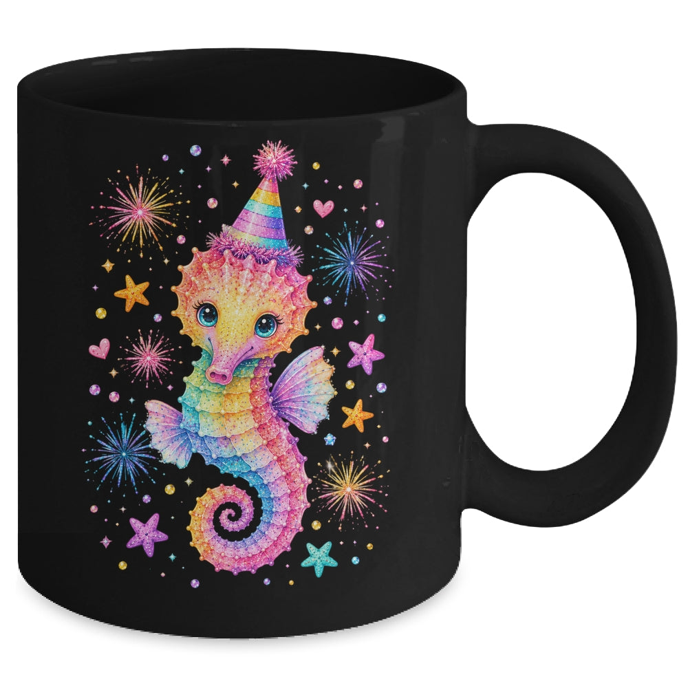 Cute Rainbow Seahorse Birthday Girl Summer Ocean Aquarium Mug | siriusteestore