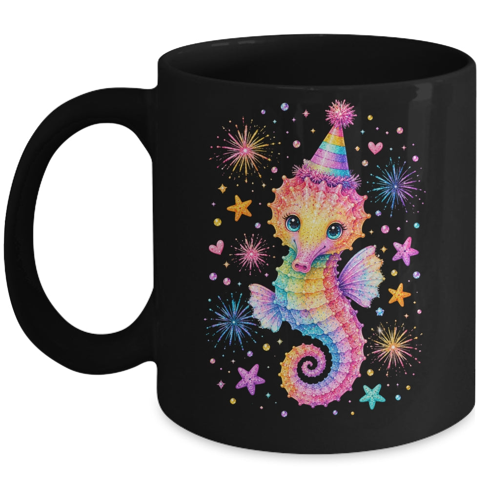 Cute Rainbow Seahorse Birthday Girl Summer Ocean Aquarium Mug | siriusteestore