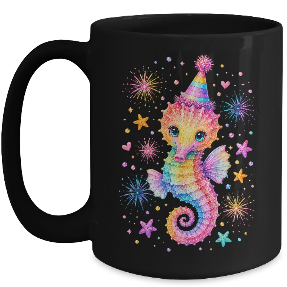 Cute Rainbow Seahorse Birthday Girl Summer Ocean Aquarium Mug | siriusteestore