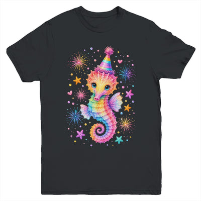 Cute Rainbow Seahorse Birthday Girl Summer Ocean Aquarium Youth Shirt | siriusteestore