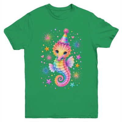 Cute Rainbow Seahorse Birthday Girl Summer Ocean Aquarium Youth Shirt | siriusteestore