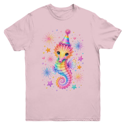 Cute Rainbow Seahorse Birthday Girl Summer Ocean Aquarium Youth Shirt | siriusteestore