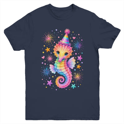Cute Rainbow Seahorse Birthday Girl Summer Ocean Aquarium Youth Shirt | siriusteestore