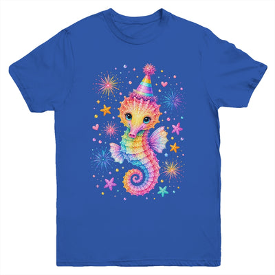Cute Rainbow Seahorse Birthday Girl Summer Ocean Aquarium Youth Shirt | siriusteestore